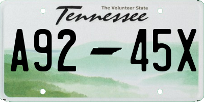 TN license plate A9245X