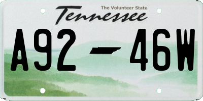 TN license plate A9246W