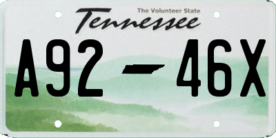 TN license plate A9246X