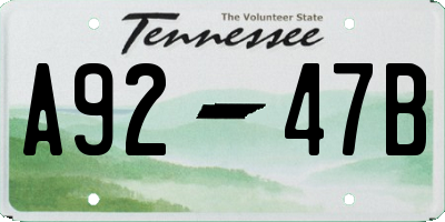 TN license plate A9247B