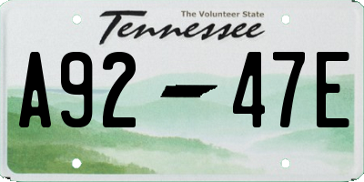 TN license plate A9247E