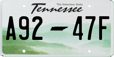 TN license plate A9247F