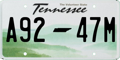 TN license plate A9247M