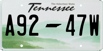 TN license plate A9247W