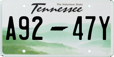TN license plate A9247Y