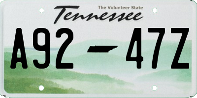 TN license plate A9247Z