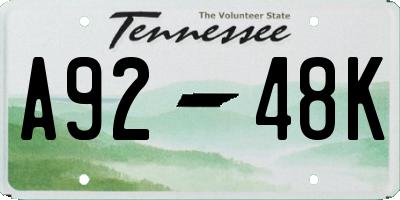TN license plate A9248K