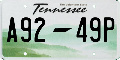 TN license plate A9249P
