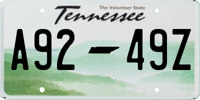 TN license plate A9249Z