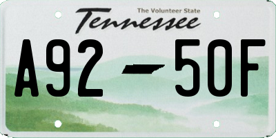 TN license plate A9250F