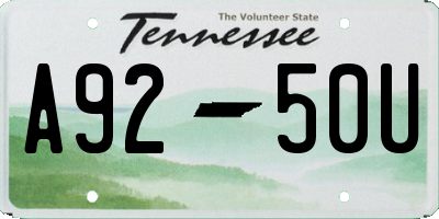 TN license plate A9250U