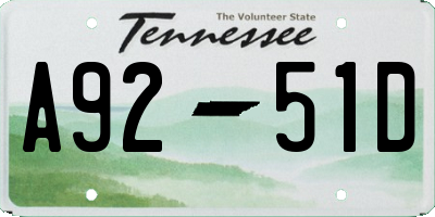 TN license plate A9251D
