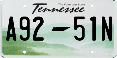 TN license plate A9251N