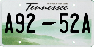 TN license plate A9252A