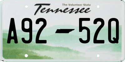 TN license plate A9252Q