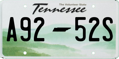 TN license plate A9252S