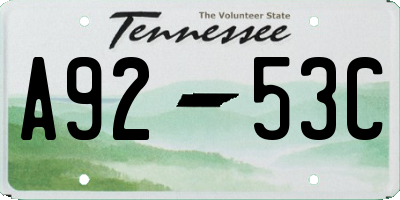 TN license plate A9253C