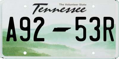 TN license plate A9253R