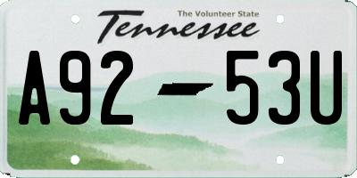 TN license plate A9253U