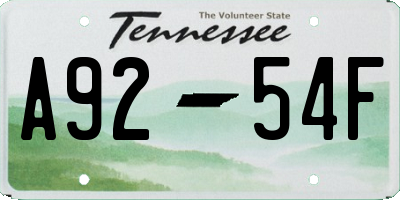 TN license plate A9254F
