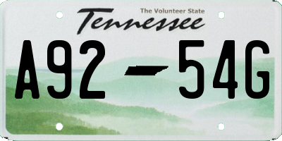 TN license plate A9254G