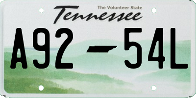 TN license plate A9254L