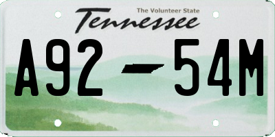 TN license plate A9254M