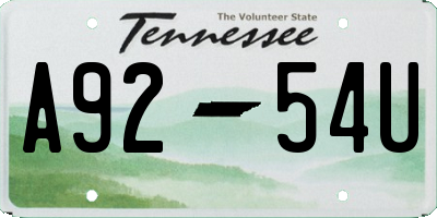 TN license plate A9254U