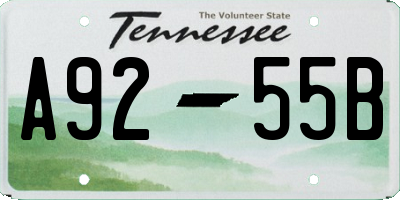 TN license plate A9255B
