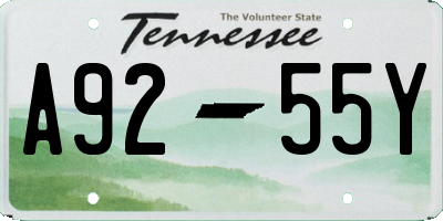 TN license plate A9255Y