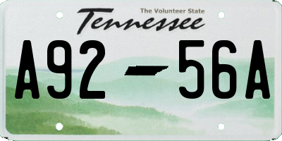 TN license plate A9256A