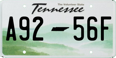 TN license plate A9256F
