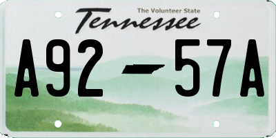 TN license plate A9257A