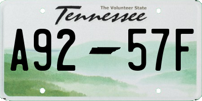TN license plate A9257F