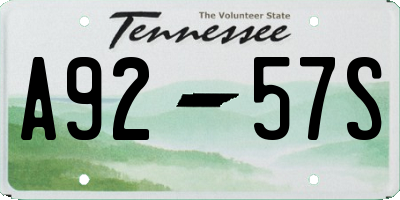 TN license plate A9257S