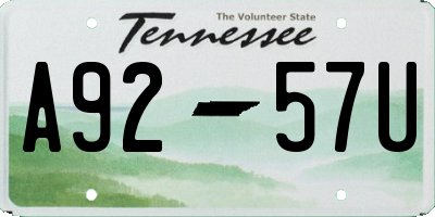 TN license plate A9257U
