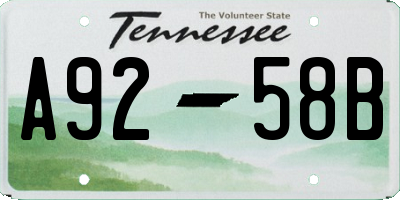 TN license plate A9258B