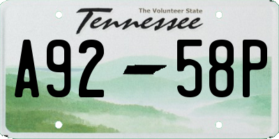 TN license plate A9258P