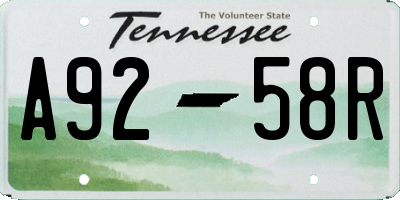 TN license plate A9258R