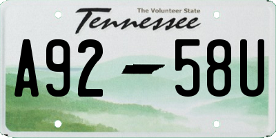 TN license plate A9258U