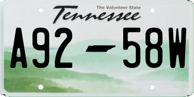 TN license plate A9258W