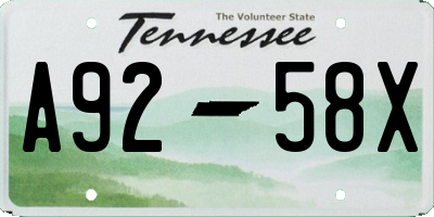 TN license plate A9258X
