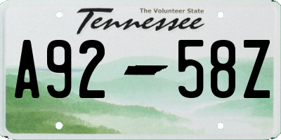 TN license plate A9258Z