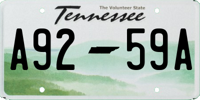 TN license plate A9259A