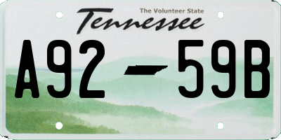 TN license plate A9259B