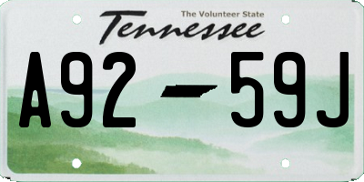 TN license plate A9259J