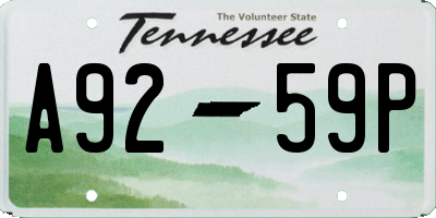TN license plate A9259P