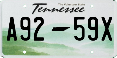 TN license plate A9259X