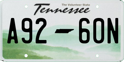 TN license plate A9260N