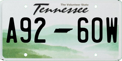 TN license plate A9260W